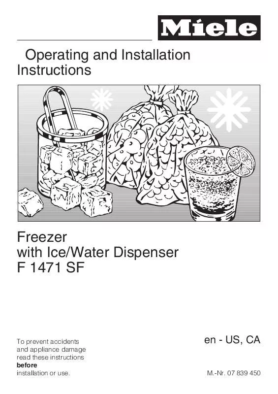 Mode d'emploi MIELE F1471SF 18 FREEZER W/ ICE WATER DISPENSER