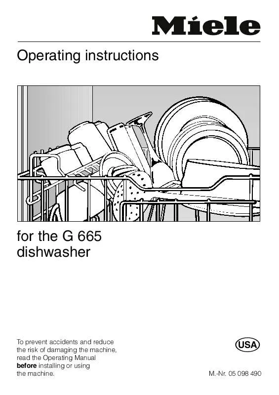 Mode d'emploi MIELE G 667 DISHWASHER