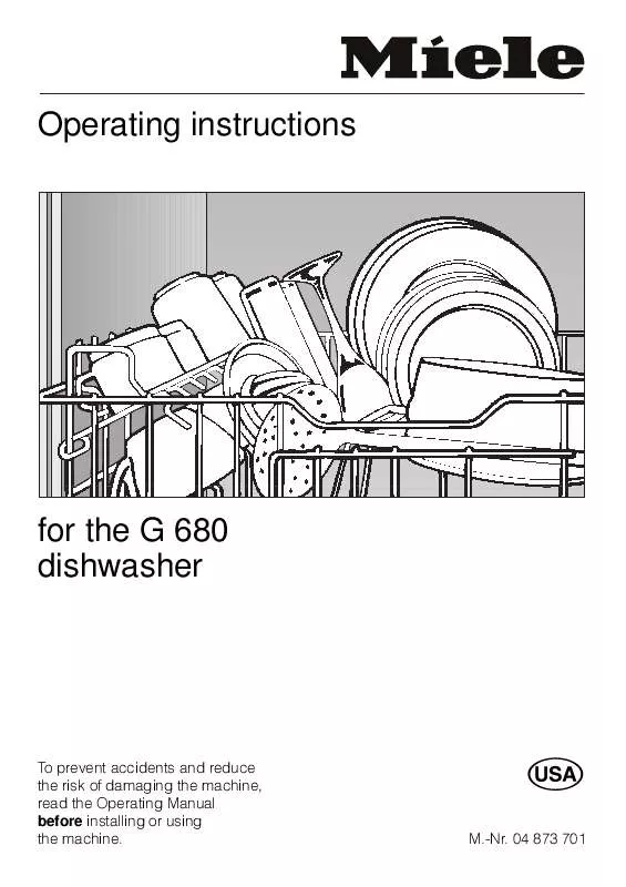 Mode d'emploi MIELE G 680 DISHWASHER