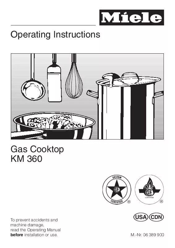Mode d'emploi MIELE KM 360LP GAS COOKTOP
