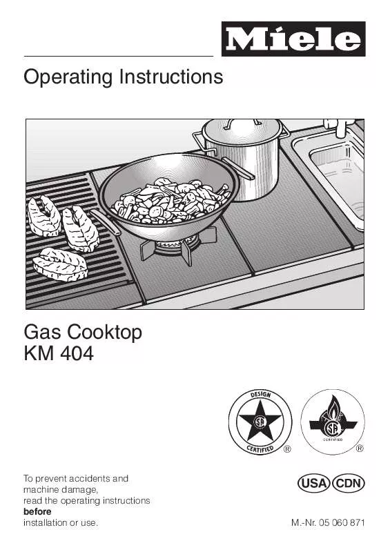 Mode d'emploi MIELE KM 404 DOUBLE BURNER CUSTOMIZED COOKING SURFACE