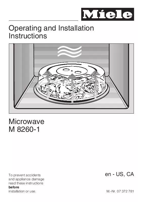 Mode d'emploi MIELE M 8260-1 M ICROWAVE OVEN