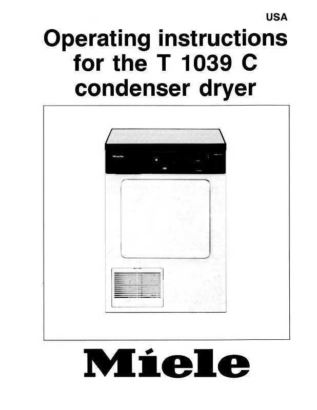 Mode d'emploi MIELE T 1039C CONDENSER DRYER