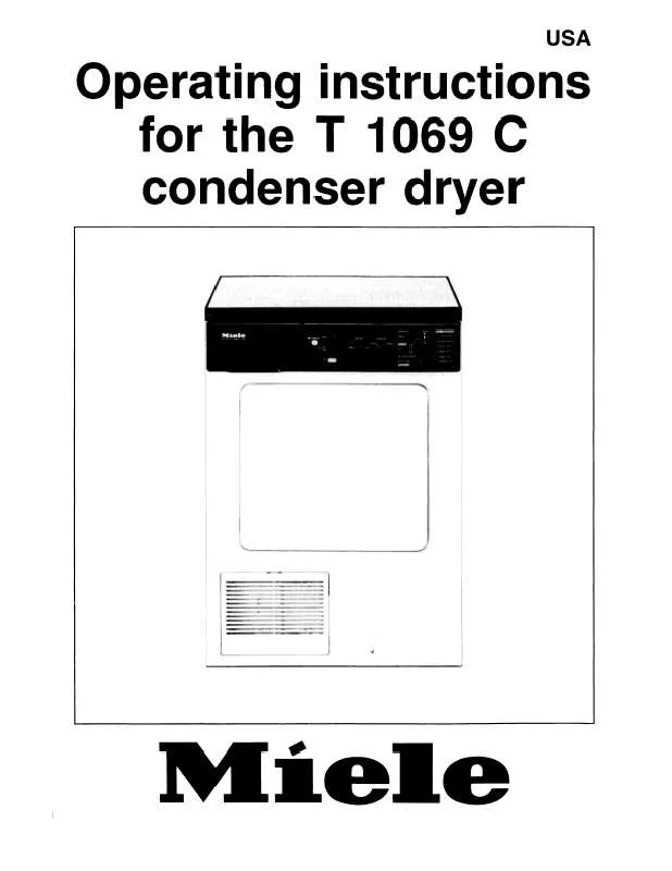 Mode d'emploi MIELE T 1069C CONDENSER DRYER