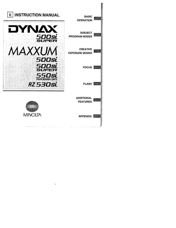 Mode d'emploi MINOLTA DYNAX 500SI SUPER MAXXUM 500SI