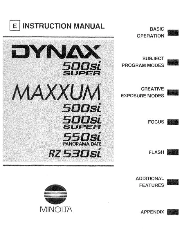 Mode d'emploi MINOLTA DYNAX 500SI