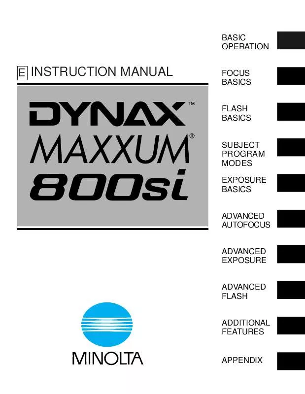 Mode d'emploi MINOLTA DYNAX MAXXUM 800SI