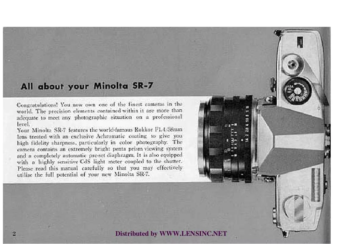 Mode d'emploi MINOLTA SR-7