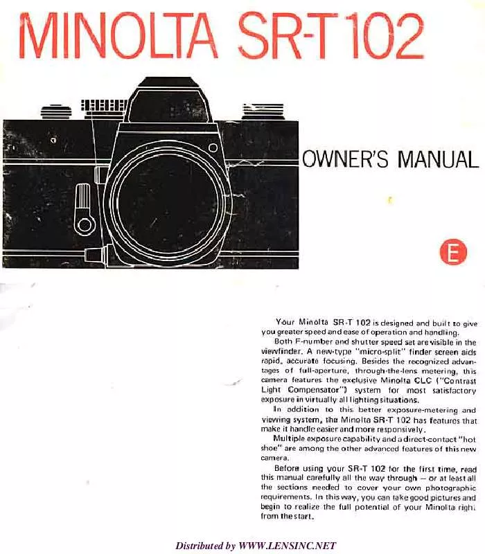 Mode d'emploi MINOLTA SR-T102