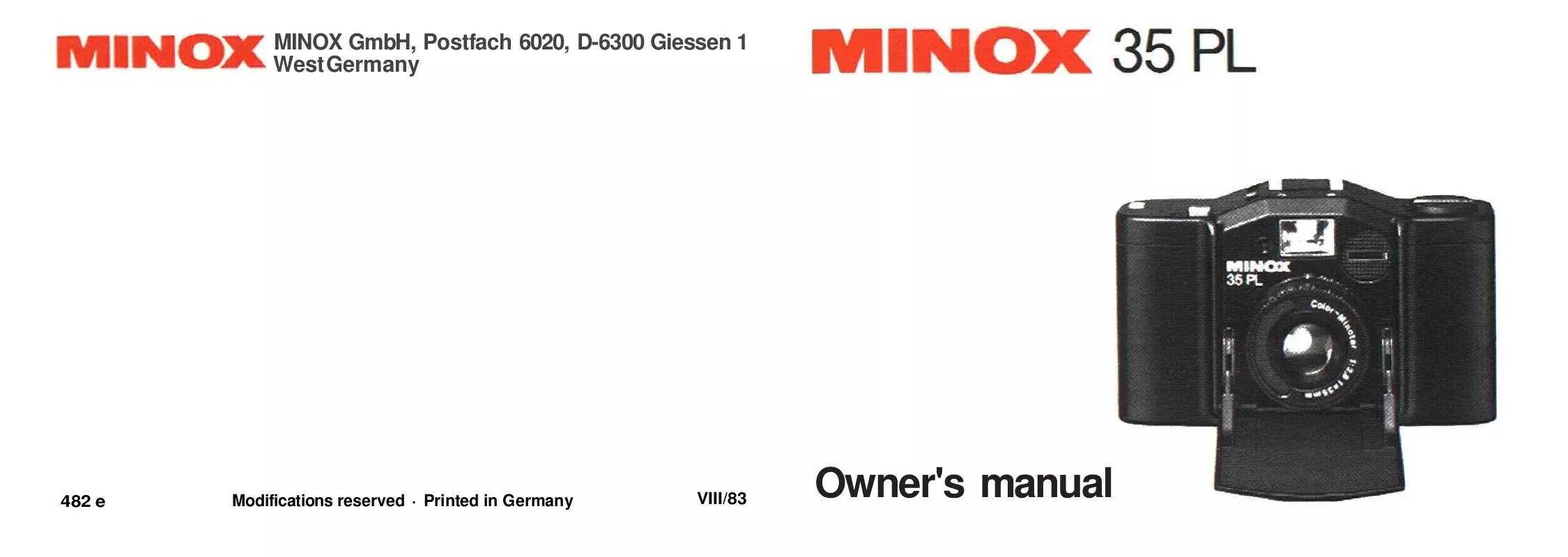 Mode d'emploi MINOX 35 PL