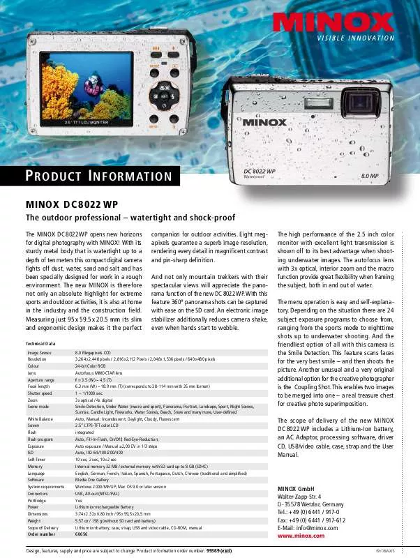 Mode d'emploi MINOX DC 8022 WP