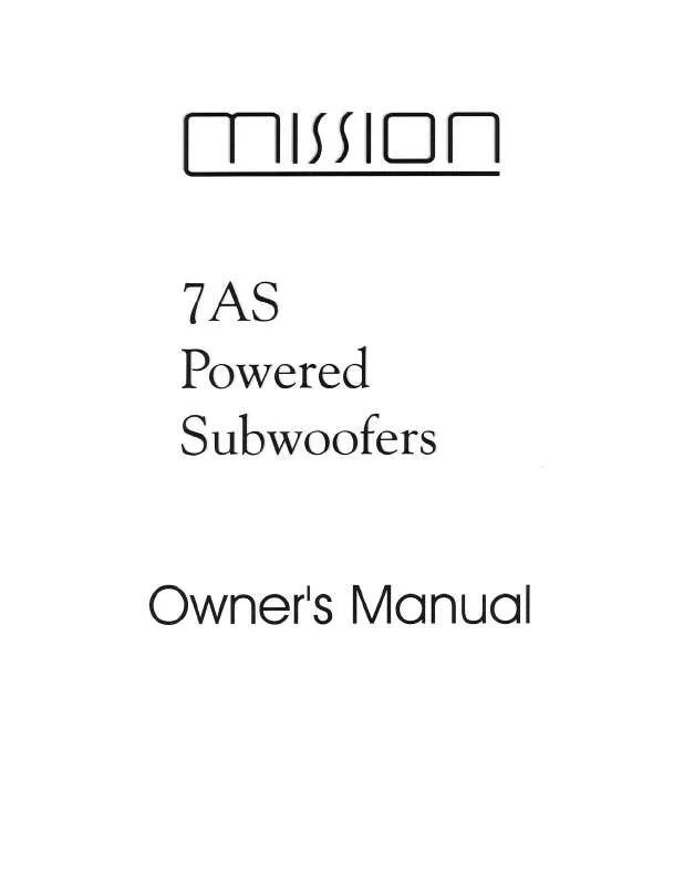 Mode d'emploi MISSION 7AS POWERED SUBWOOFER