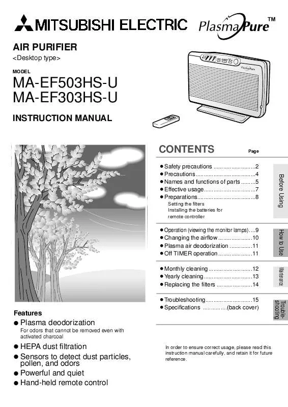 Mode d'emploi MITSUBISHI MA-EF303HS-U