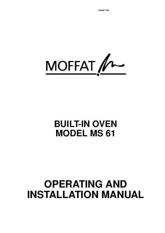 Mode d'emploi MOFFAT MS61B