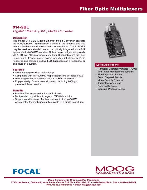 Mode d'emploi MOOG 914-GBE