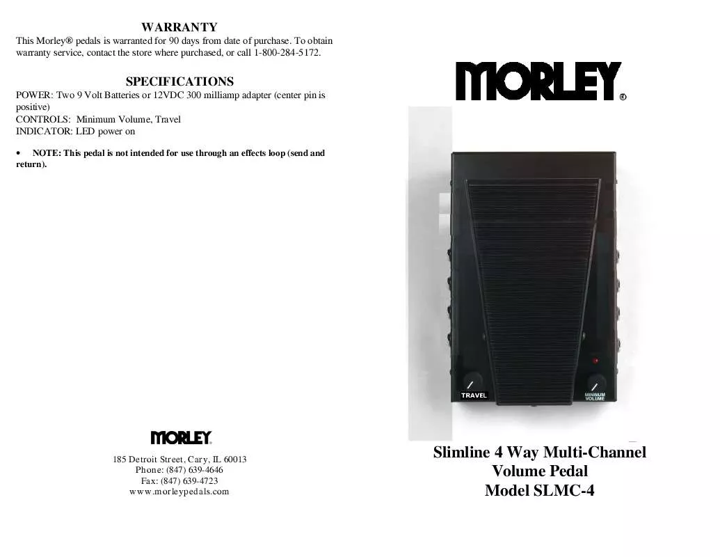Mode d'emploi MORLEY PEDALS SLMC4
