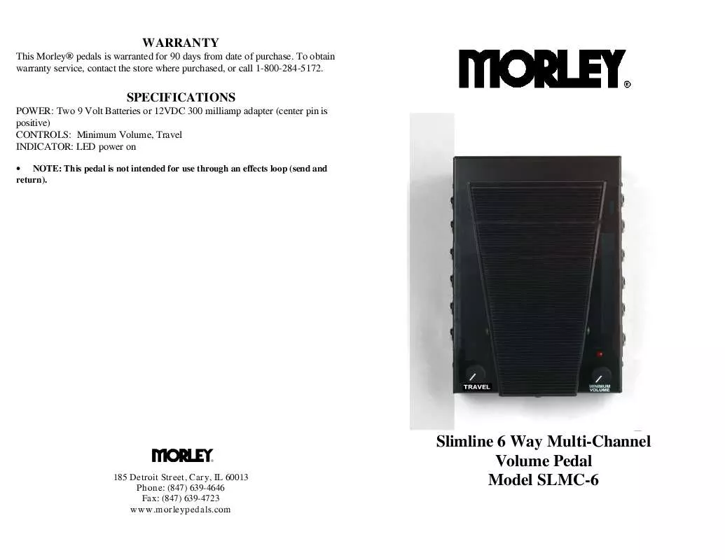 Mode d'emploi MORLEY PEDALS SLMC6