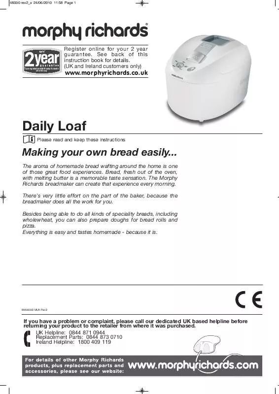 Mode d'emploi MORPHY RICHARDS DAILY LOAF