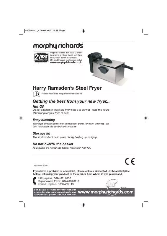 Mode d'emploi MORPHY RICHARDS HARRY RAMSDENS STEEL FRYER