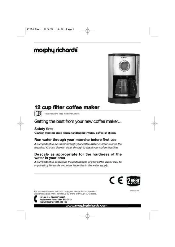 Mode d'emploi MORPHY RICHARDS LCD 47076