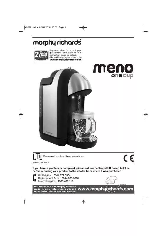 Mode d'emploi MORPHY RICHARDS MENO ONE CUP