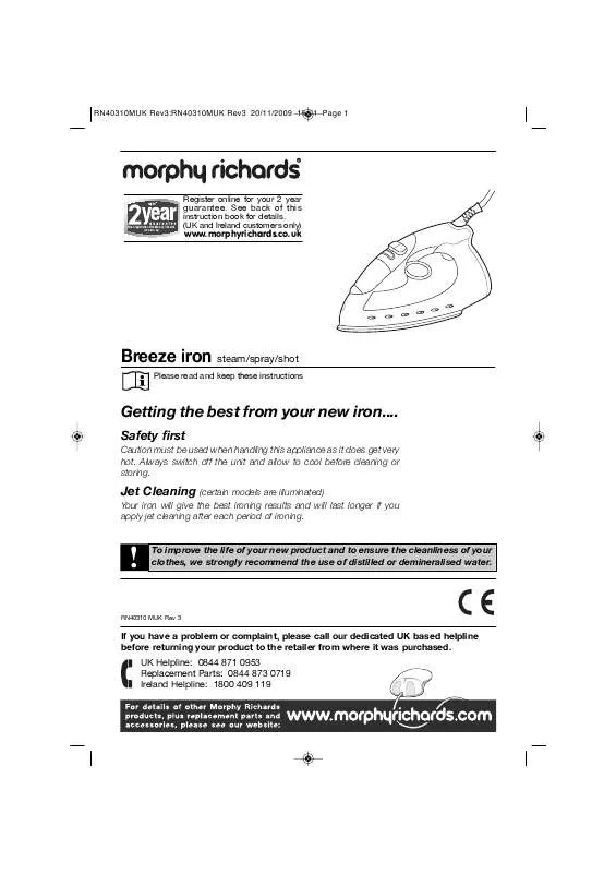 Mode d'emploi MORPHY RICHARDS RN40310MUK