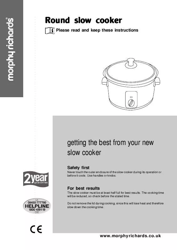 Mode d'emploi MORPHY RICHARDS ROUND SLOW COOKER