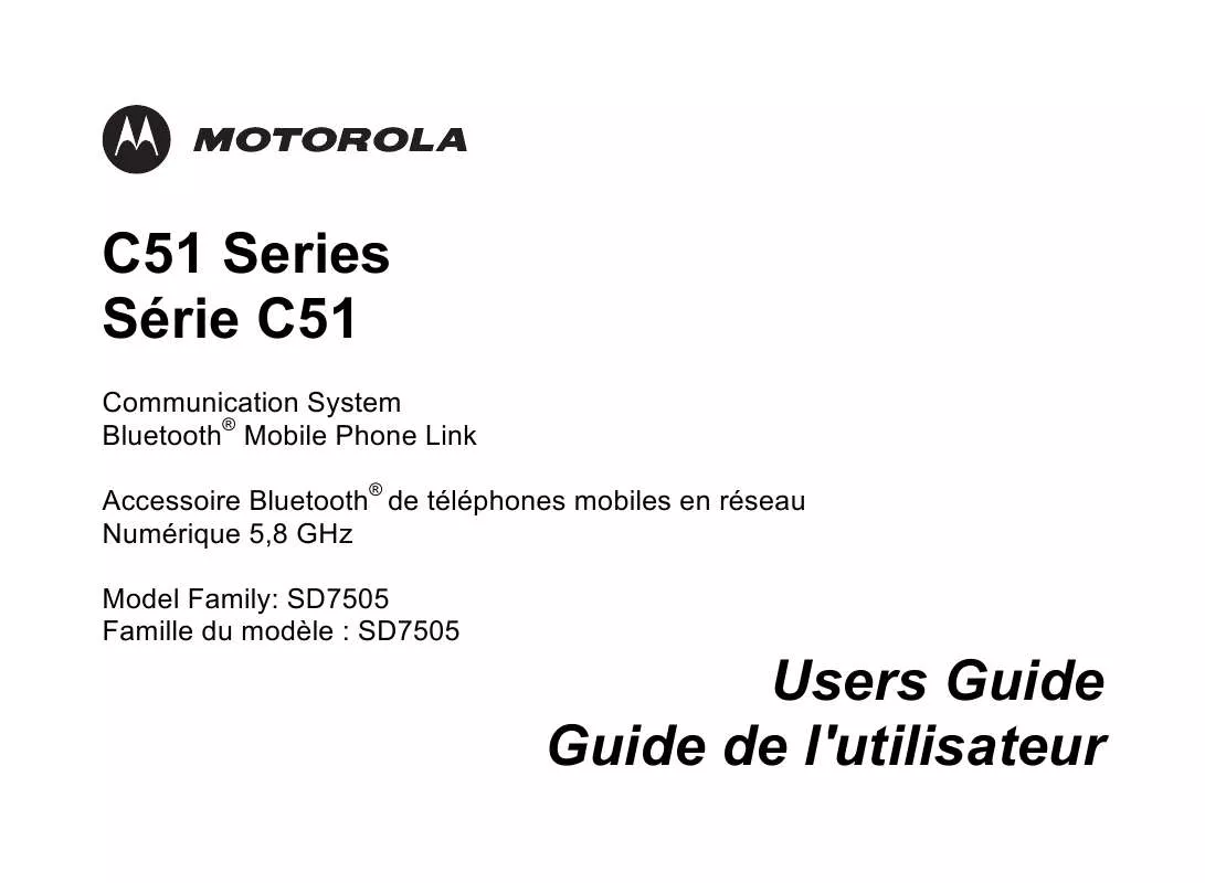 Mode d'emploi MOTOROLA C51 COMMUNICATION SYSTEM-SD7505