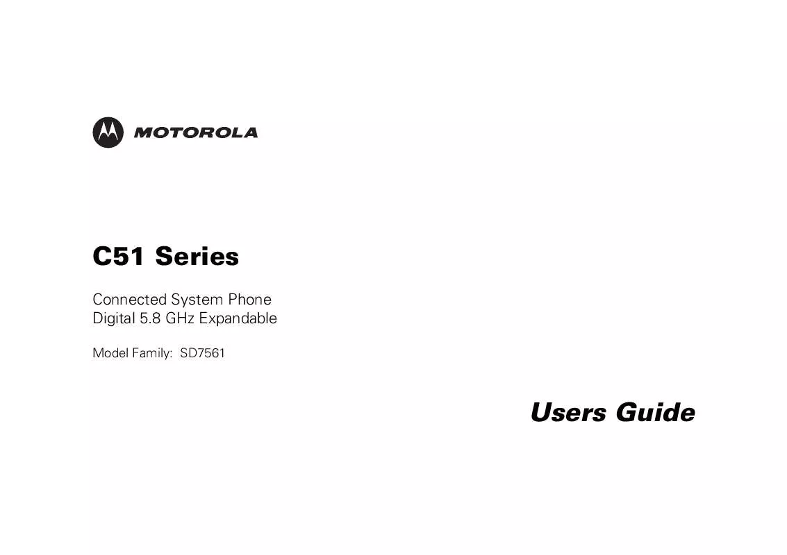 Mode d'emploi MOTOROLA C51 COMMUNICATION SYSTEM-SD7561