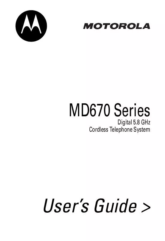 Mode d'emploi MOTOROLA DIGITAL CORDLESS PHONE-MD671