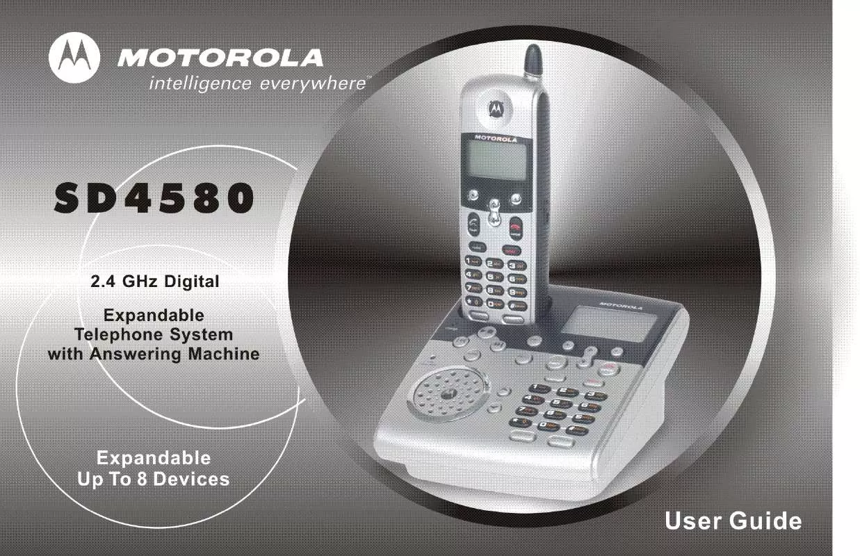 Mode d'emploi MOTOROLA DIGITAL CORDLESS PHONE WITH ANSWERING MACHINE AND KEYPAD IN BASE-SD4581
