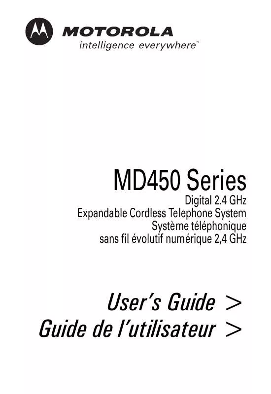Mode d'emploi MOTOROLA DIGITAL CORDLESS PHONE WITH EXPANSION HANDSET-MD451SYS
