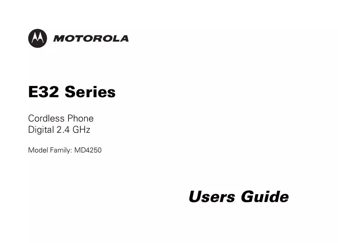 Mode d'emploi MOTOROLA E34 DIGITAL CORDLESS PHONE-MD4250