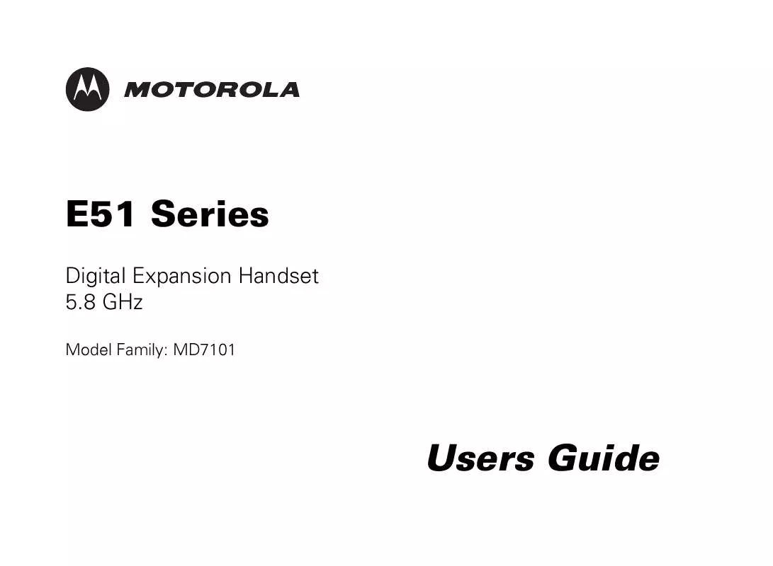 Mode d'emploi MOTOROLA E51 DIGITAL CORDLESS PHONE-MD7101