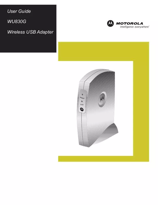 Mode d'emploi MOTOROLA WIRELESS USB ADAPTER-WU830G