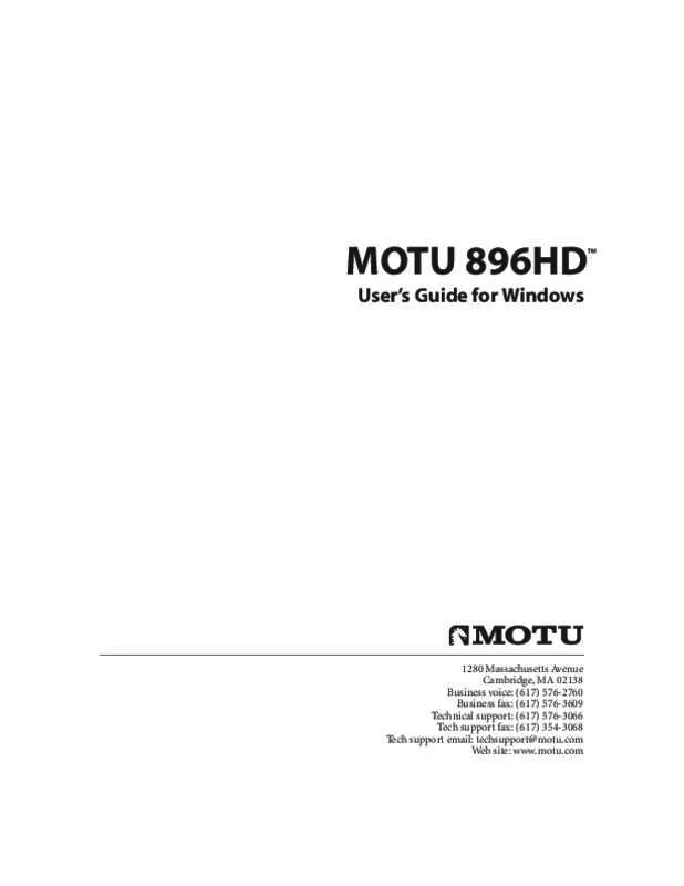 Mode d'emploi MOTU 896HD