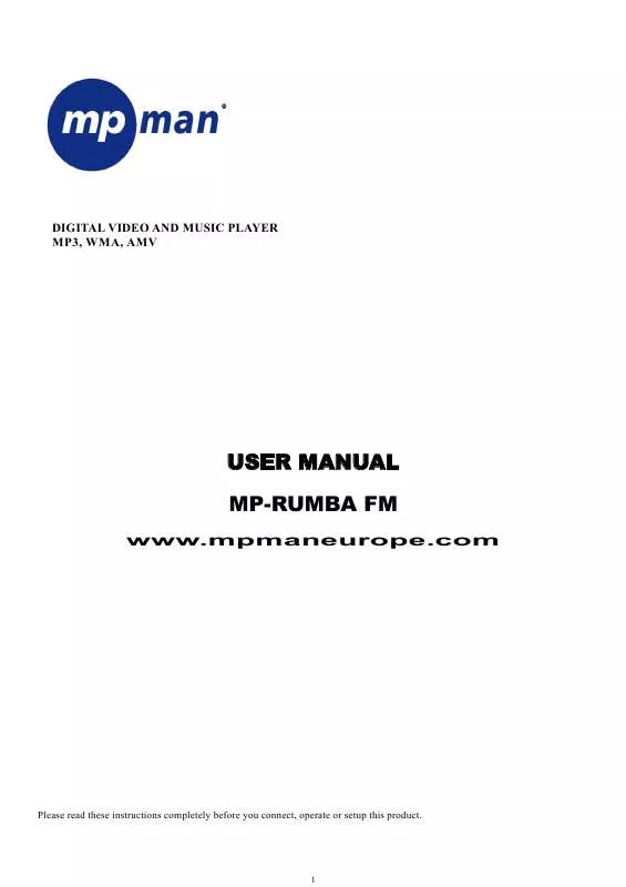Mode d'emploi MPMAN MP-RUMBA FM