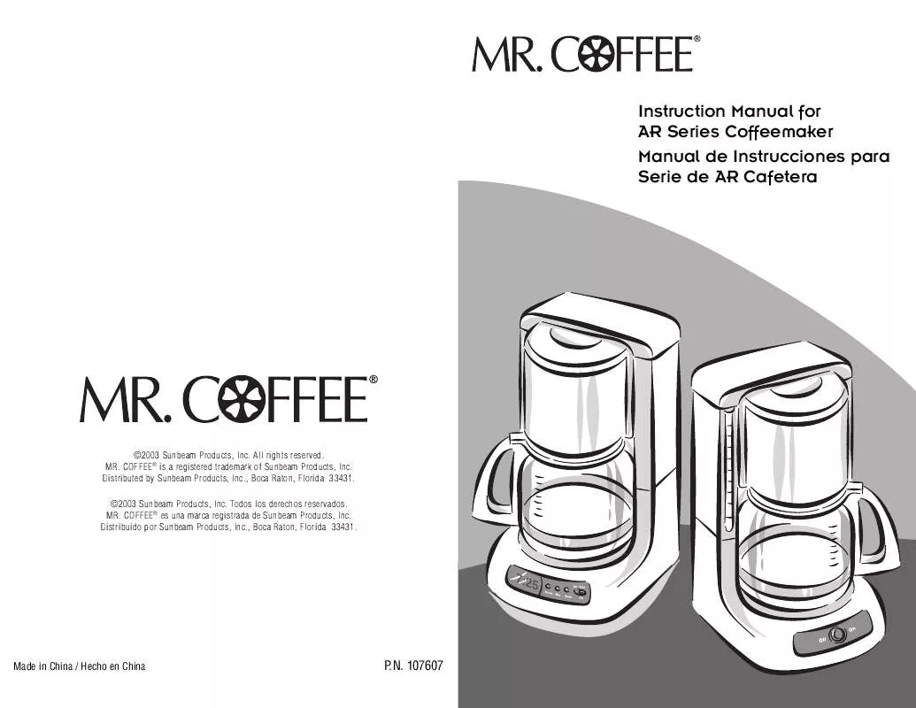 Mode d'emploi MR COFFEE ARX10
