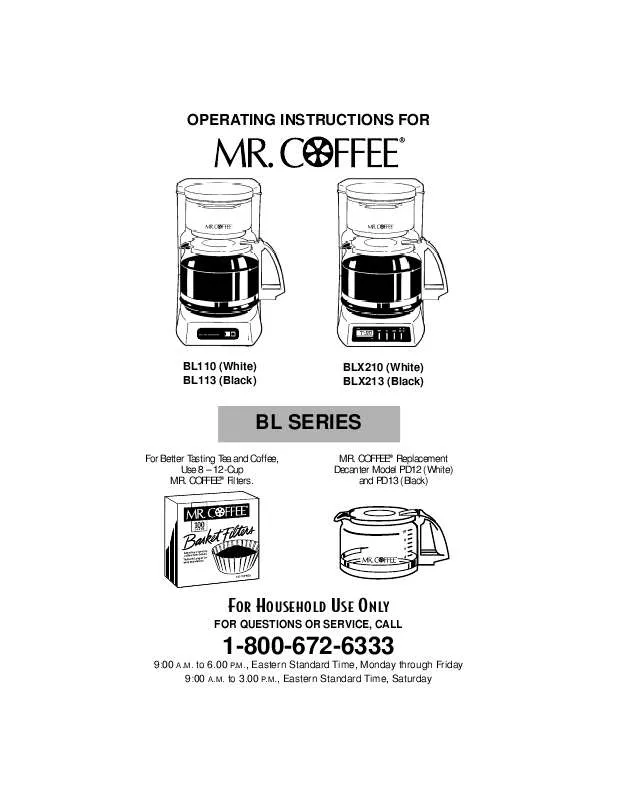 Mode d'emploi MR COFFEE BL110