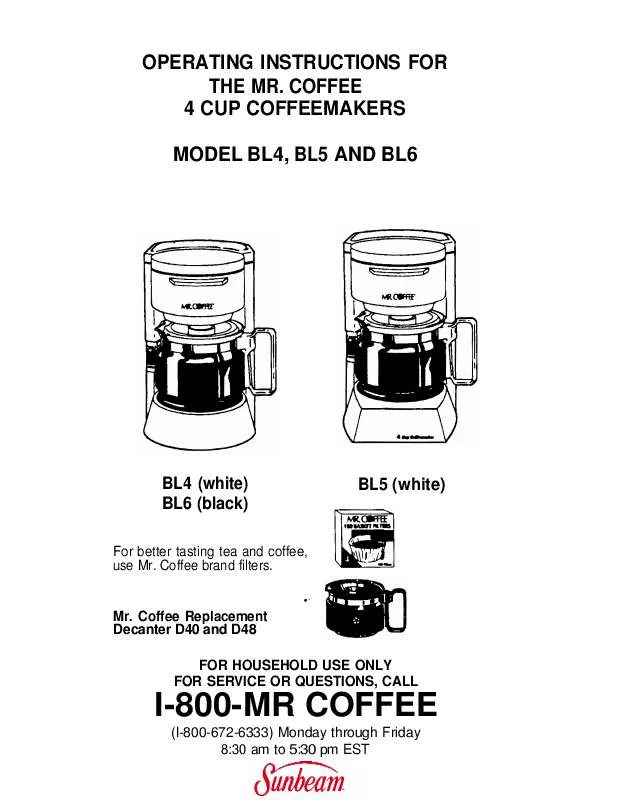 Mode d'emploi MR COFFEE BL4