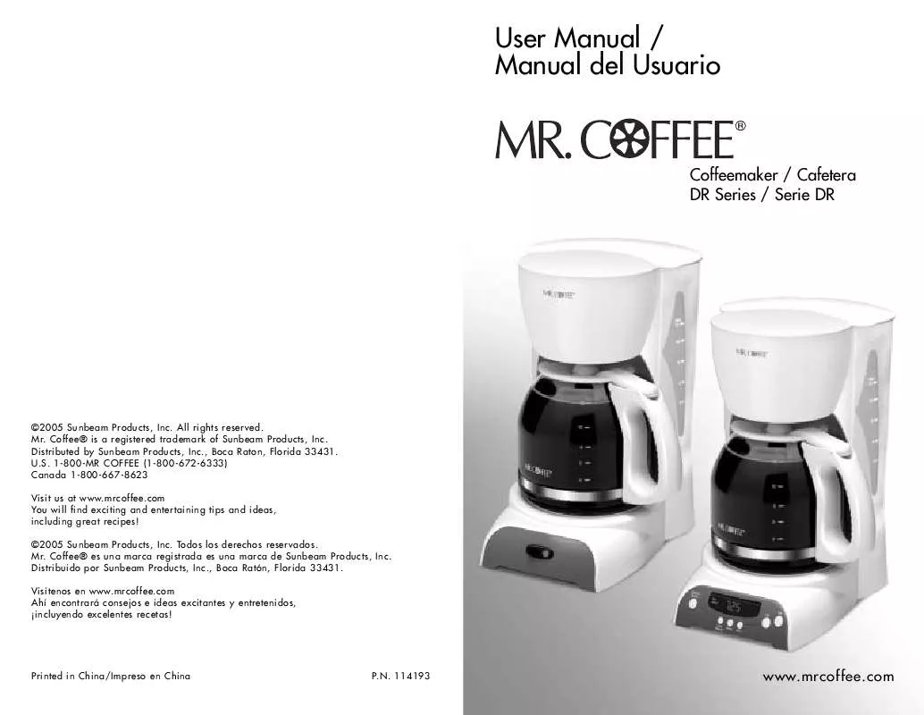 Mode d'emploi MR COFFEE DRX20