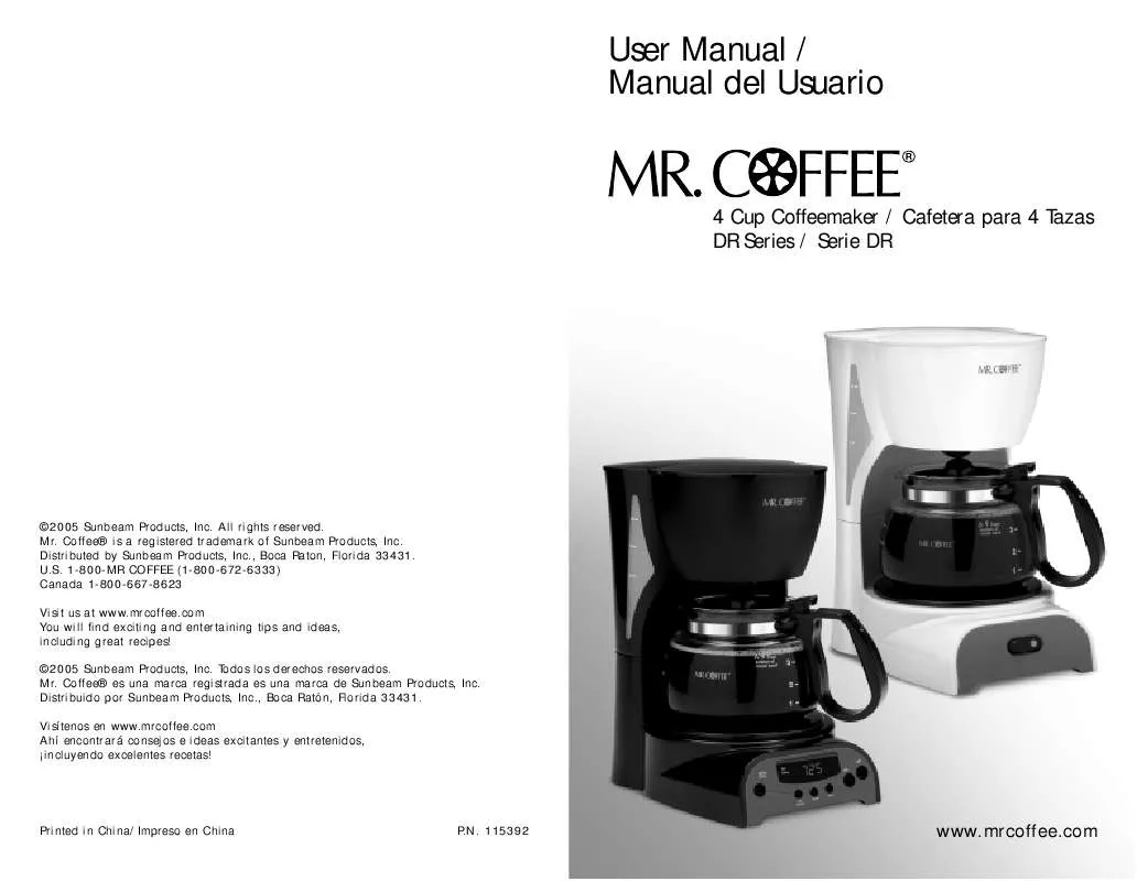 Mode d'emploi MR COFFEE DRX4