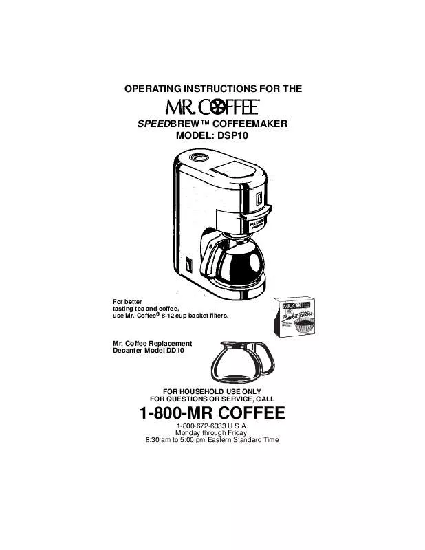 Mode d'emploi MR COFFEE DSP10