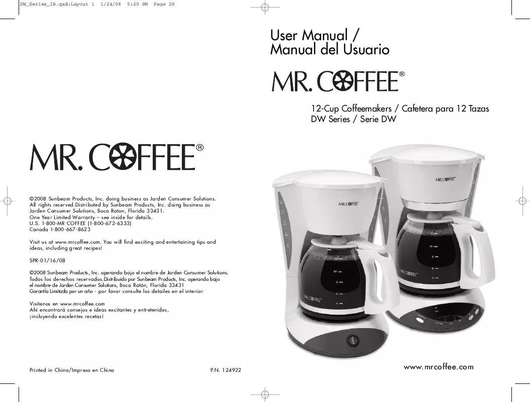 Mode d'emploi MR COFFEE DW