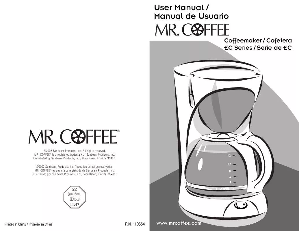 Mode d'emploi MR COFFEE EC15
