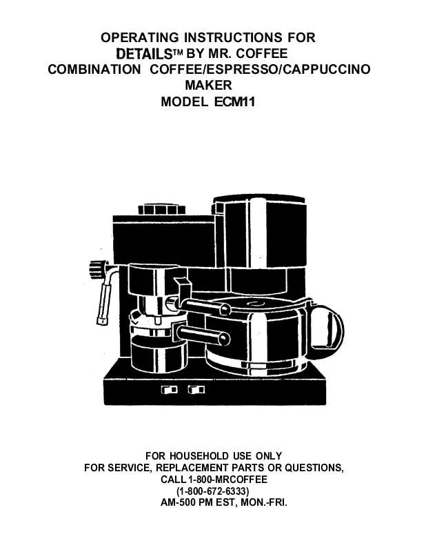 Mode d'emploi MR COFFEE ECM11
