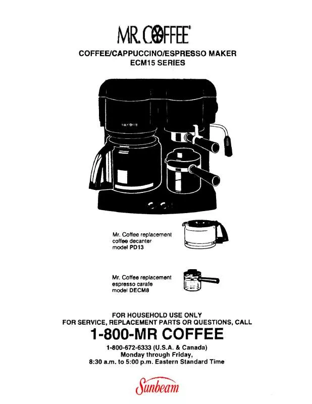 Mode d'emploi MR COFFEE ECM15