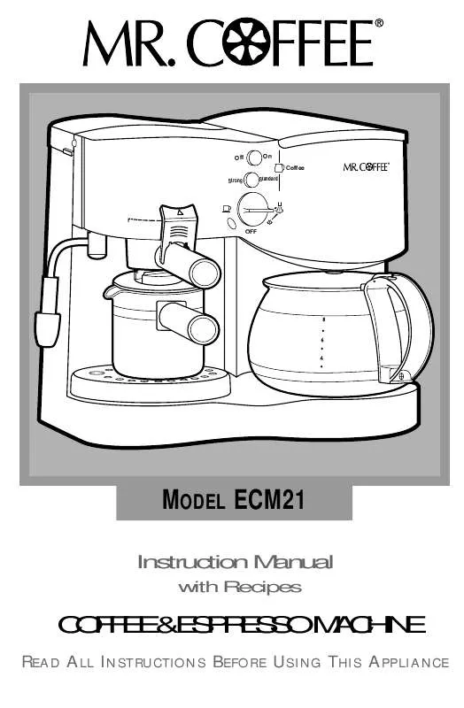 Mode d'emploi MR COFFEE ECM21