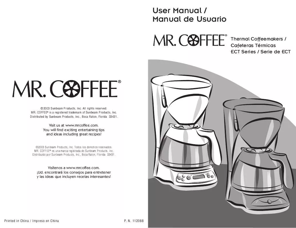 Mode d'emploi MR COFFEE ECTX84