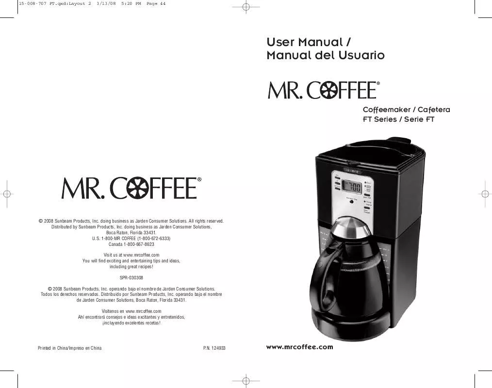 Mode d'emploi MR COFFEE FTTX95-1